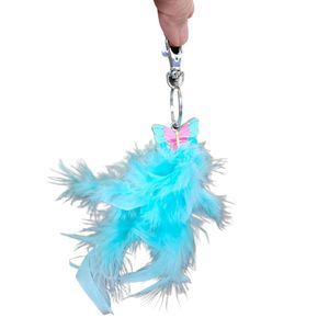 Butterfly Blue Feathered Keychain